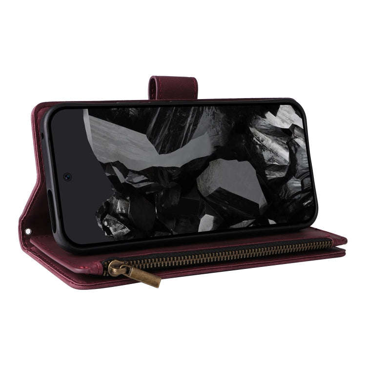 For Google Pixel 9 Pro Multifunctional Multi-Card Wallet Phone Leather Case(Wine Red)