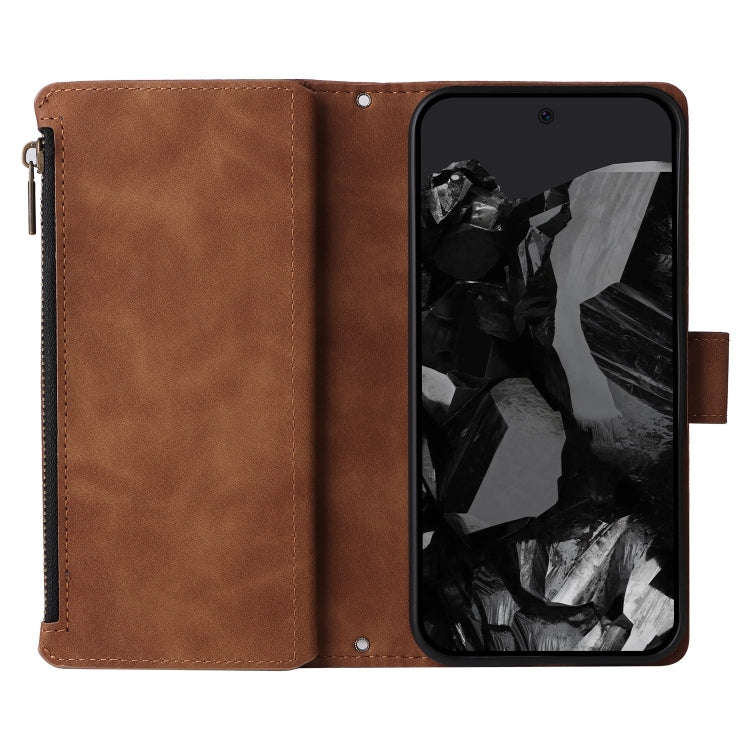 For Google Pixel 9 Pro Multifunctional Multi-Card Wallet Phone Leather Case(Brown)