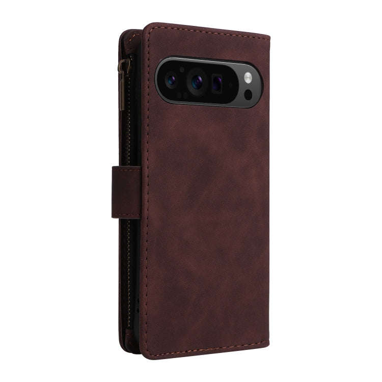 For Google Pixel 9 Pro Multifunctional Multi-Card Wallet Phone Leather Case(Coffee)