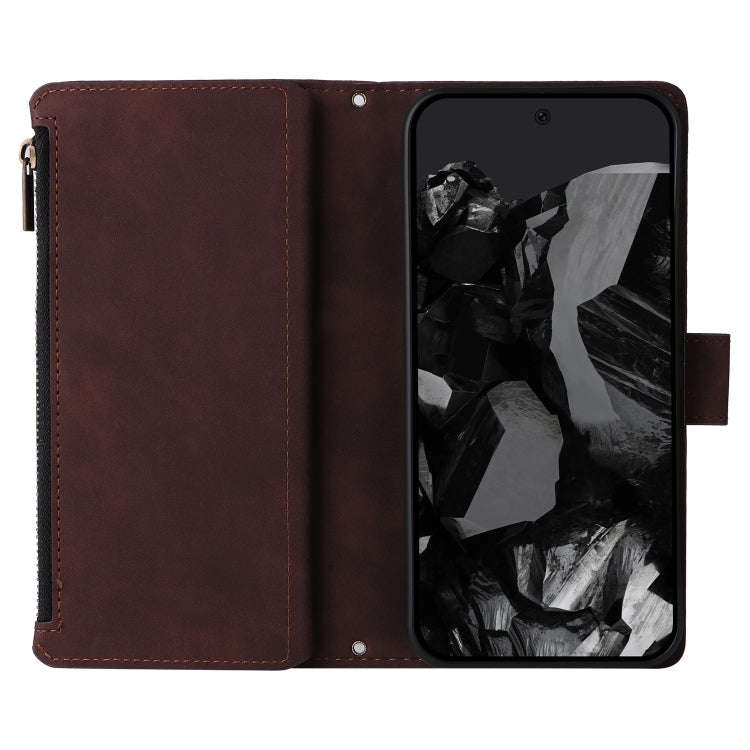 For Google Pixel 9 Pro Multifunctional Multi-Card Wallet Phone Leather Case(Coffee)