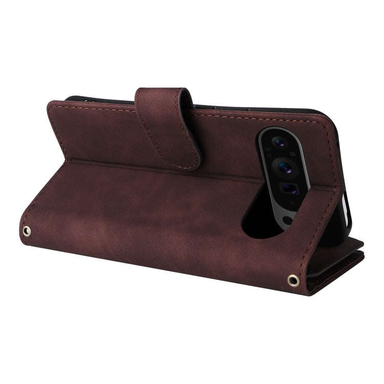 For Google Pixel 9 Pro Multifunctional Multi-Card Wallet Phone Leather Case(Coffee)