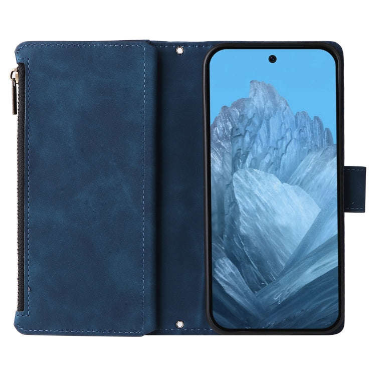 For Google Pixel 9 Multifunctional Multi-Card Wallet Phone Leather Case(Blue)