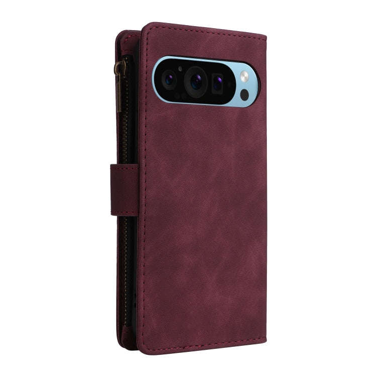 For Google Pixel 9 Multifunctional Multi-Card Wallet Phone Leather Case(Wine Red)