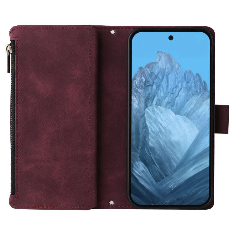 For Google Pixel 9 Multifunctional Multi-Card Wallet Phone Leather Case(Wine Red)