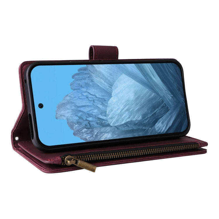 For Google Pixel 9 Multifunctional Multi-Card Wallet Phone Leather Case(Wine Red)