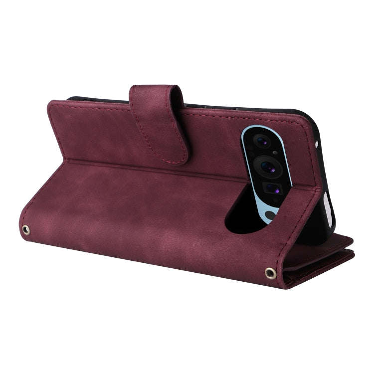 For Google Pixel 9 Multifunctional Multi-Card Wallet Phone Leather Case(Wine Red)