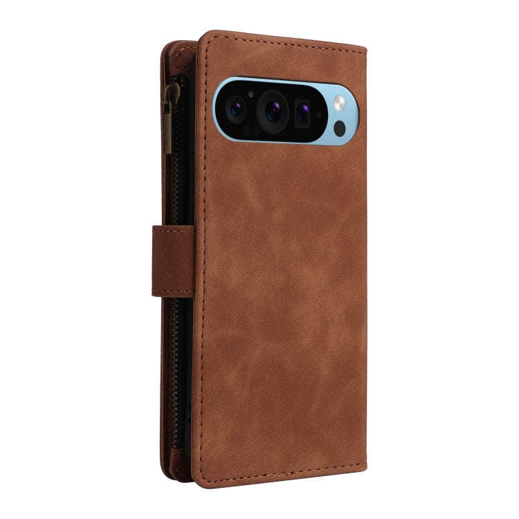 For Google Pixel 9 Multifunctional Multi-Card Wallet Phone Leather Case(Brown)