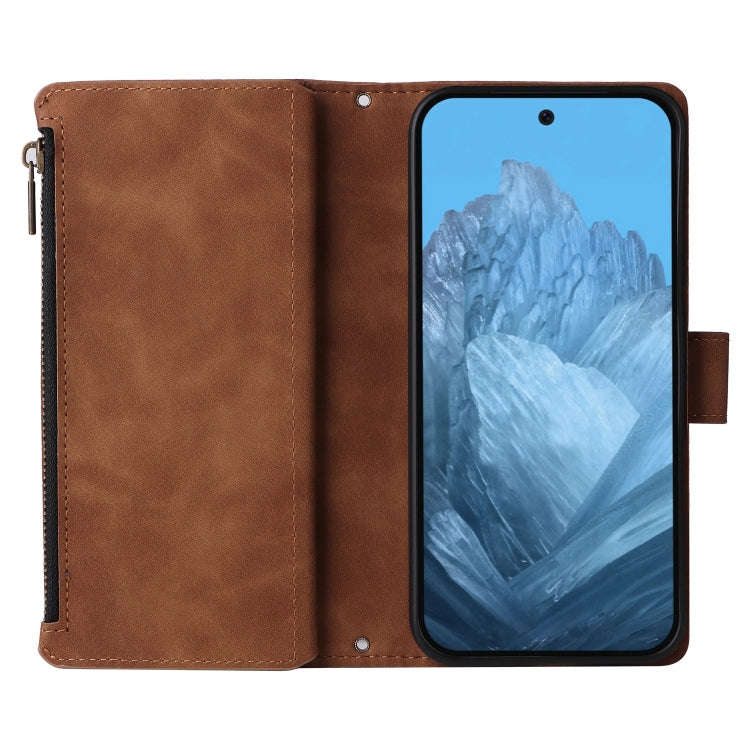 For Google Pixel 9 Multifunctional Multi-Card Wallet Phone Leather Case(Brown)