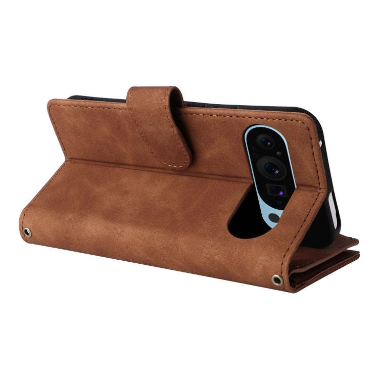 For Google Pixel 9 Multifunctional Multi-Card Wallet Phone Leather Case(Brown)