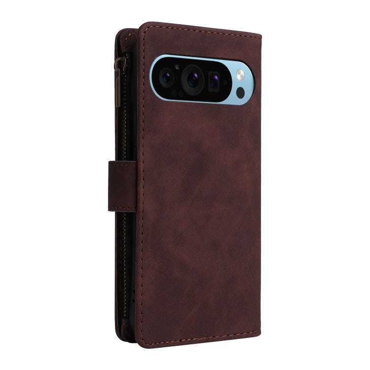 For Google Pixel 9 Multifunctional Multi-Card Wallet Phone Leather Case(Coffee)