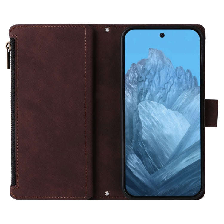 For Google Pixel 9 Multifunctional Multi-Card Wallet Phone Leather Case(Coffee)