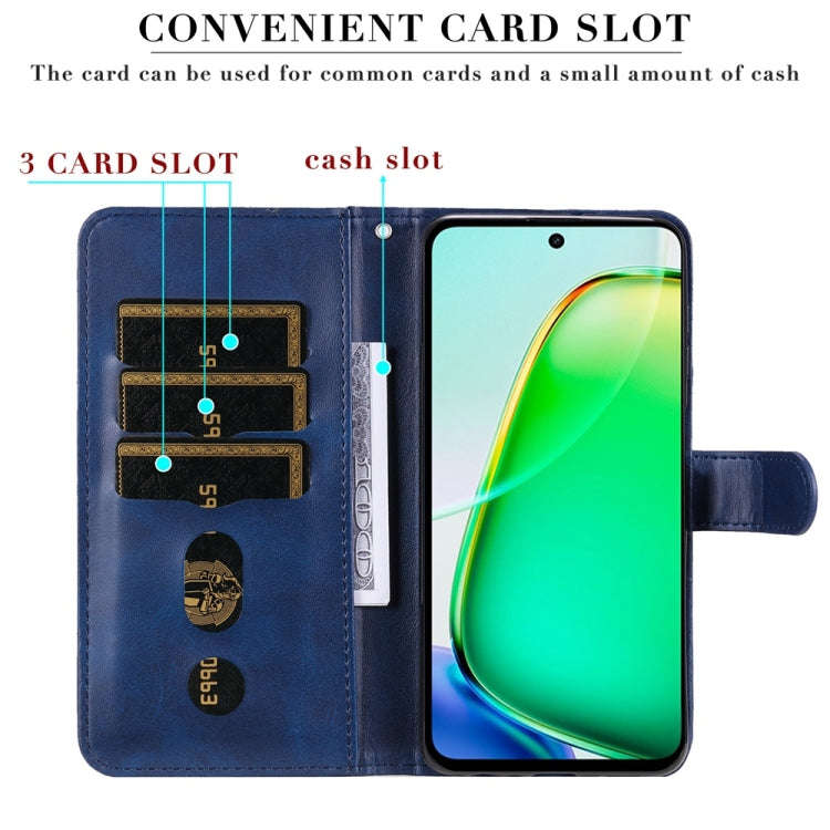 For Honor X6b Fashion Calf Texture Zipper Leather Phone Case(Blue)