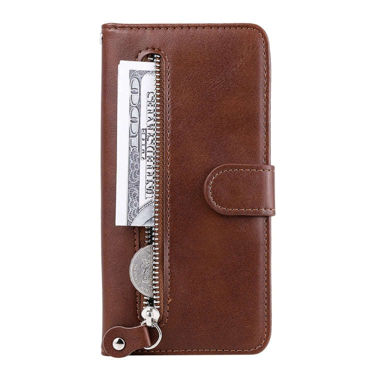 For Honor X6b Fashion Calf Texture Zipper Leather Phone Case(Brown)