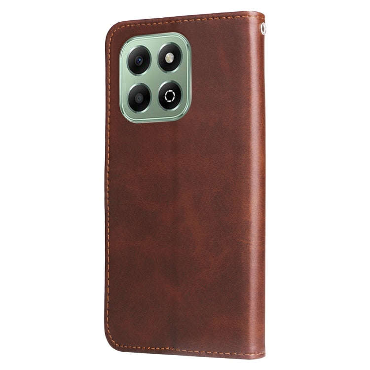 For Honor X6b Fashion Calf Texture Zipper Leather Phone Case(Brown)