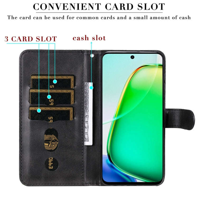 For Honor X6b Fashion Calf Texture Zipper Leather Phone Case(Black)