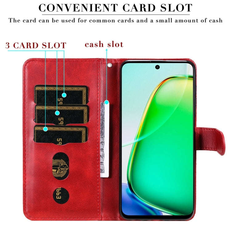 For Honor X6b 4G / X6c 4G / X5b / X5b Plus Fashion Calf Texture Zipper Leather Phone Case(Red)