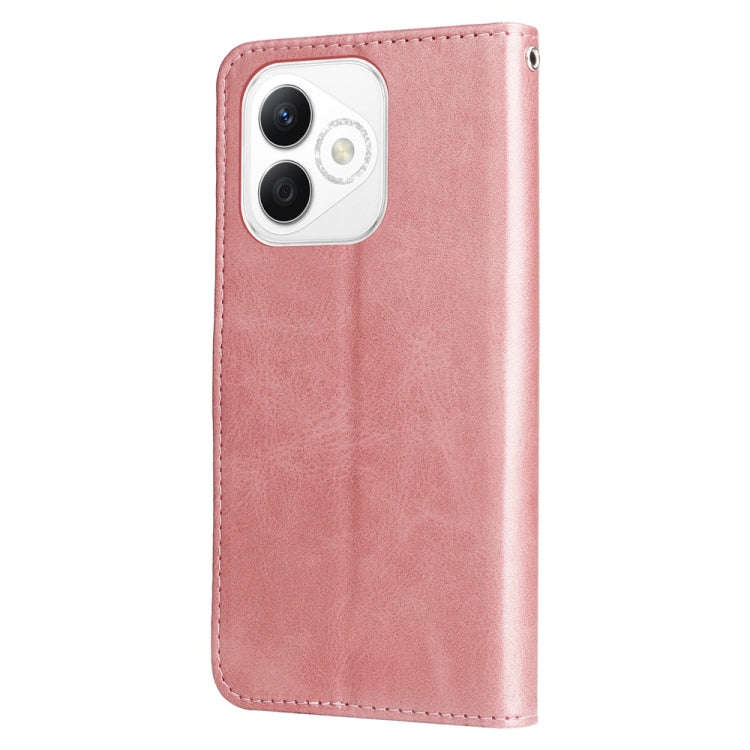 For Honor X60i Fashion Calf Texture Zipper Leather Phone Case(Rose Gold)