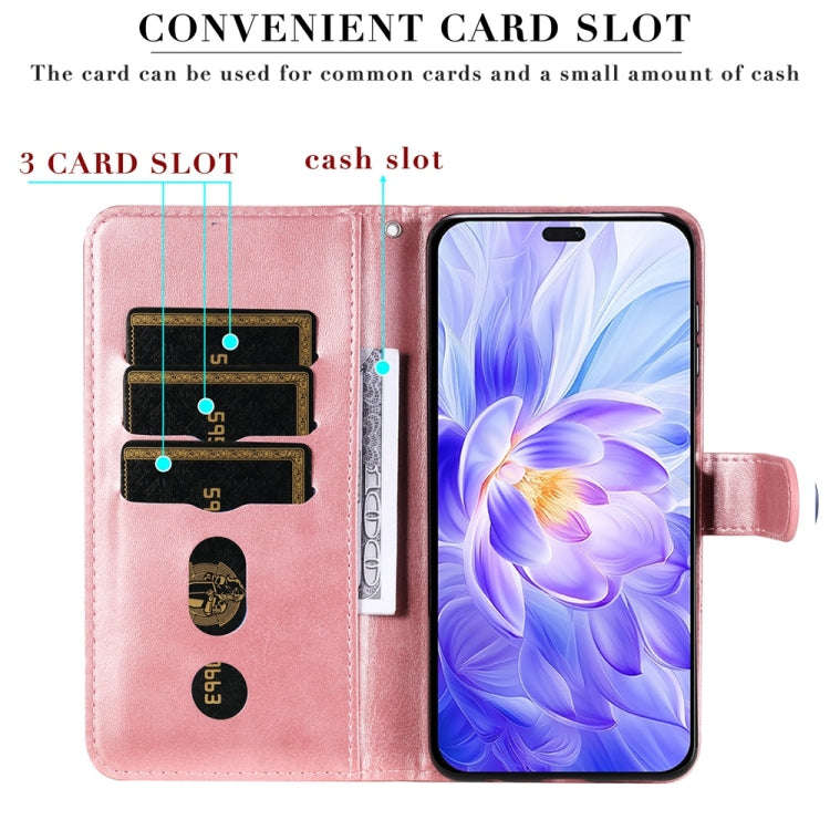 For Honor X60i Fashion Calf Texture Zipper Leather Phone Case(Rose Gold)