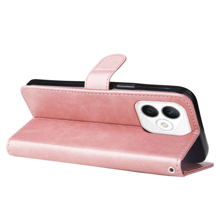 For Honor X60i Fashion Calf Texture Zipper Leather Phone Case(Rose Gold)