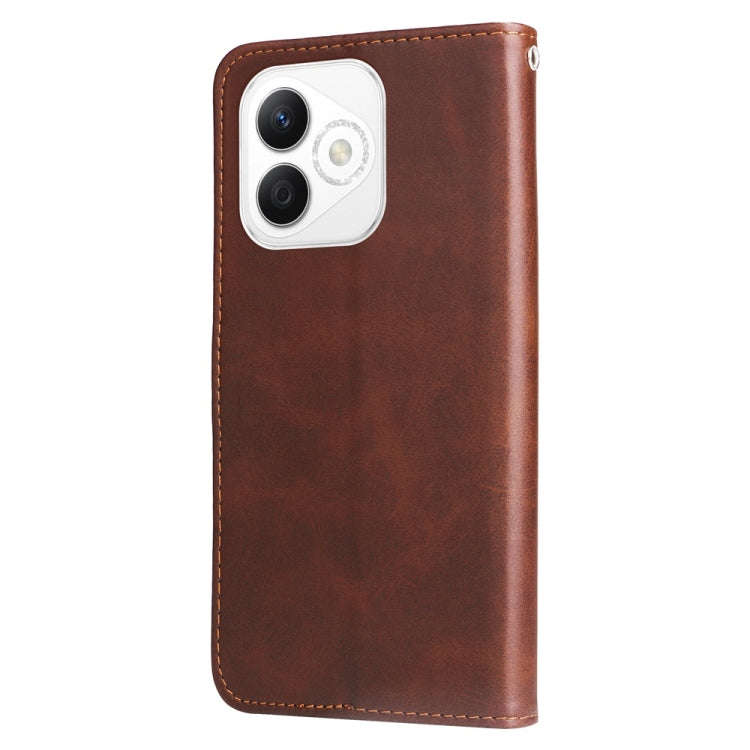 For Honor X60i Fashion Calf Texture Zipper Leather Phone Case(Brown)