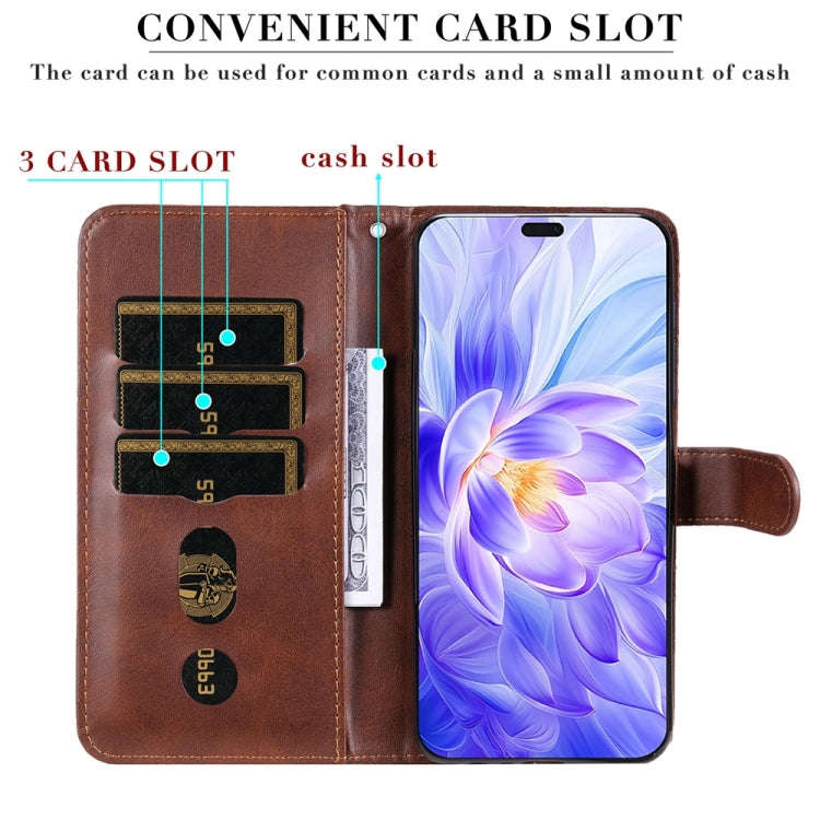 For Honor X60i Fashion Calf Texture Zipper Leather Phone Case(Brown)