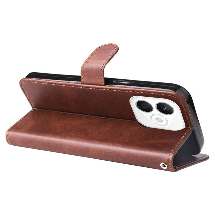 For Honor X60i Fashion Calf Texture Zipper Leather Phone Case(Brown)