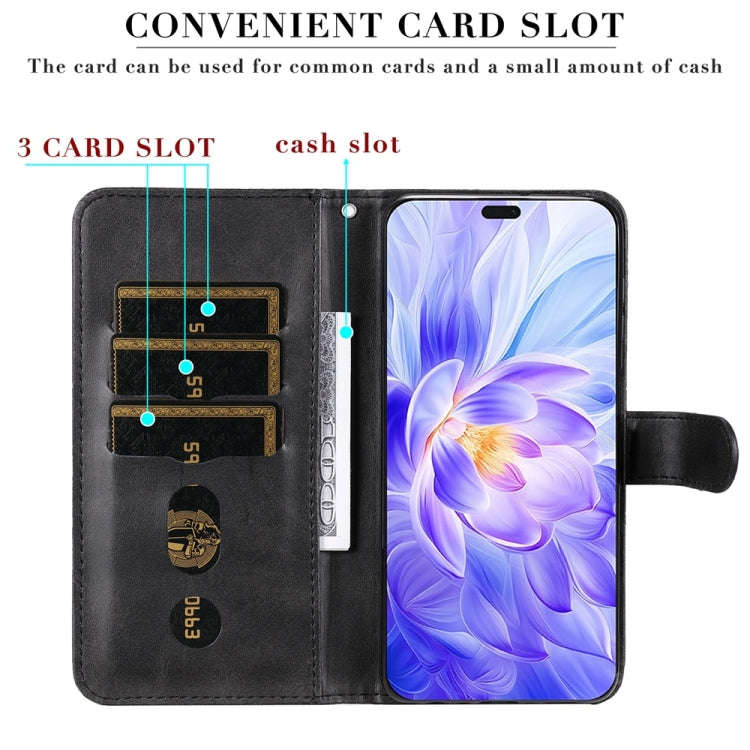 For Honor X60i Fashion Calf Texture Zipper Leather Phone Case(Black)