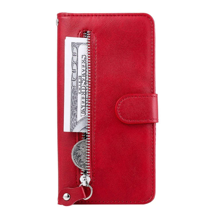 For Honor X60i Fashion Calf Texture Zipper Leather Phone Case(Red)