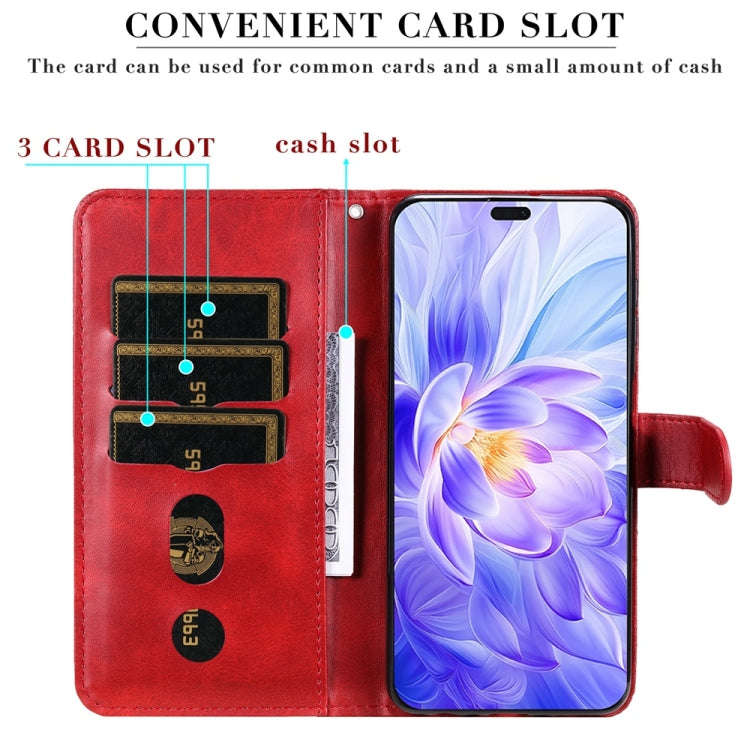 For Honor X60i Fashion Calf Texture Zipper Leather Phone Case(Red)