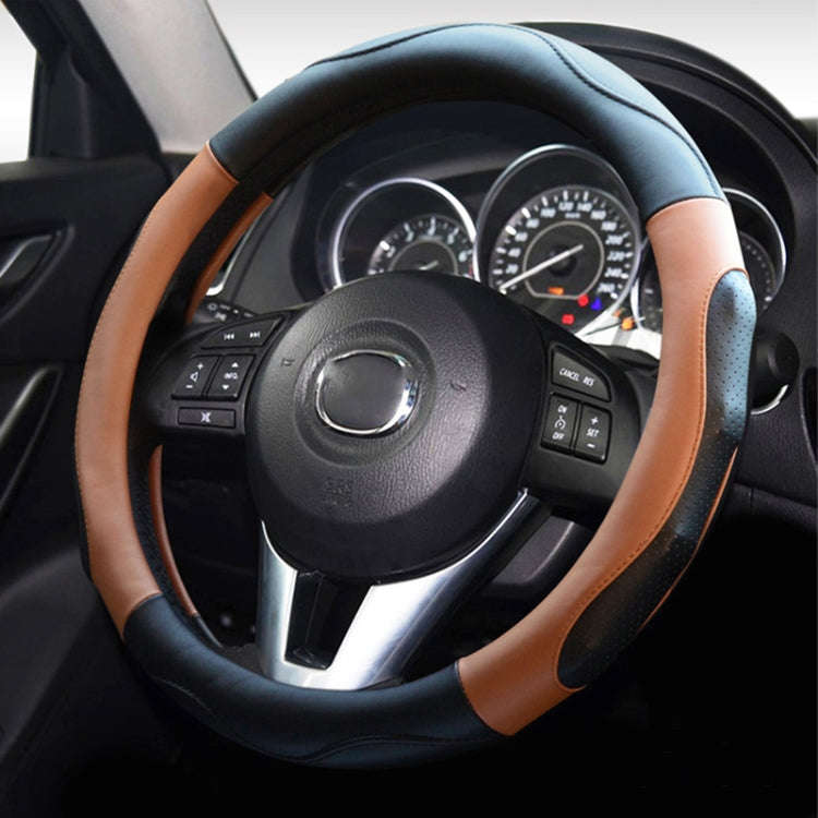 Super Fiber Leather Car Universal Anti-skid Steering Wheel Cover, Diameter: 38cm(Black Coffee)