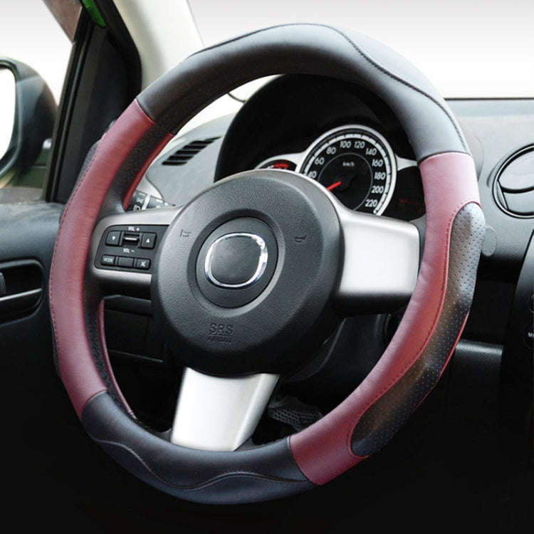 Super Fiber Leather Car Universal Anti-skid Steering Wheel Cover, Diameter: 38cm(Black Win Red)