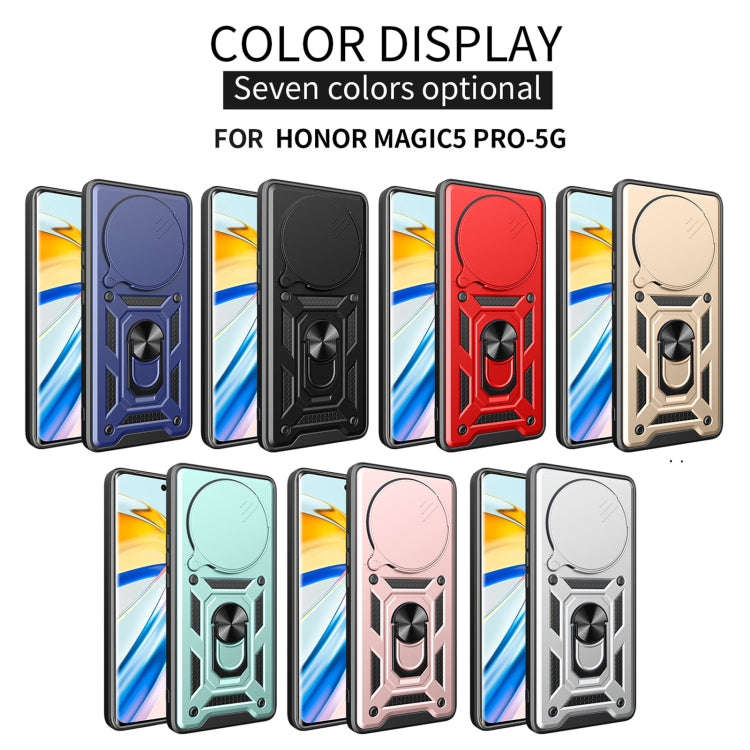 For Honor Magic5 Pro Sliding Camera Cover Design TPU+PC Phone Case(Green)