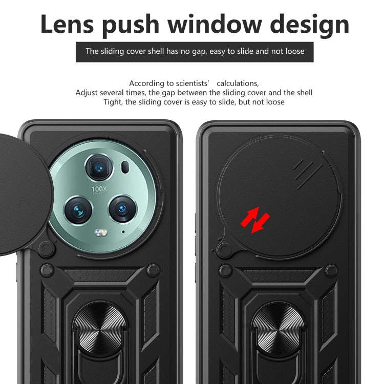 For Honor Magic5 Pro Sliding Camera Cover Design TPU+PC Phone Case(Green)