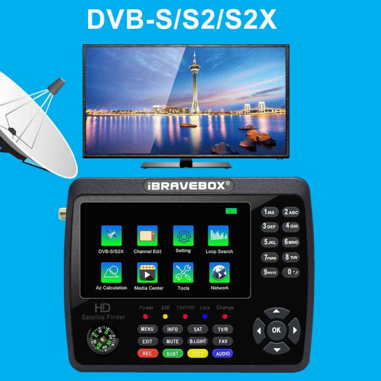 iBRAVEBOX V10 Finder Max 4.3 inch Display Digital Satellite Meter Signal Finder, Support DVB-S/S2...