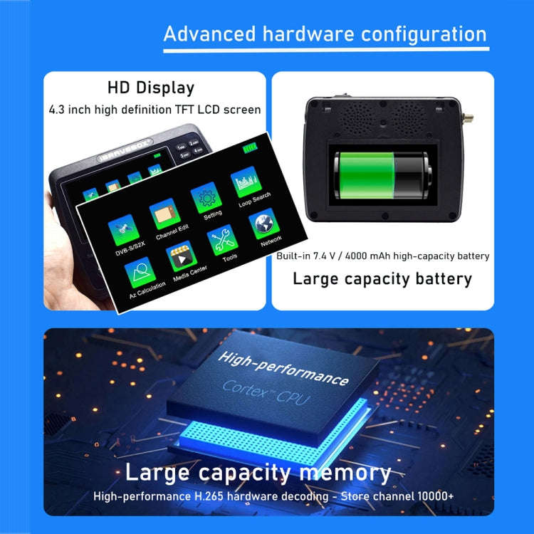 iBRAVEBOX V10 Finder Max 4.3 inch Display Digital Satellite Meter Signal Finder, Support DVB-S/S2...