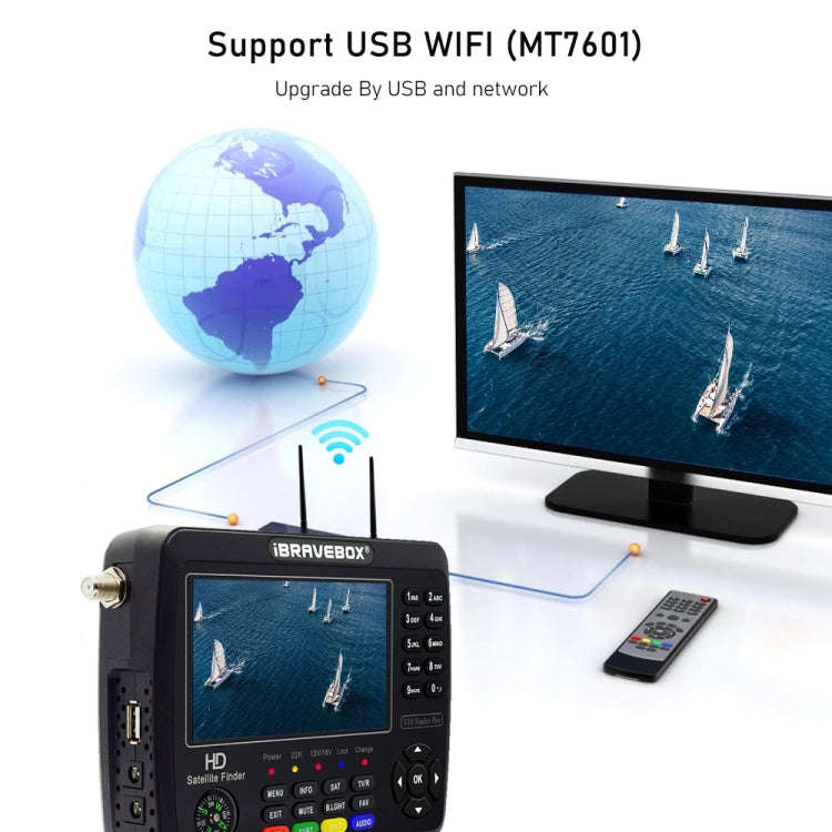 iBRAVEBOX V10 Finder Max 4.3 inch Display Digital Satellite Meter Signal Finder, Support DVB-S/S2...