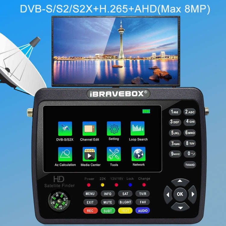 iBRAVEBOX V10 Finder Max+ 4.3 inch Display Digital Satellite Meter Signal Finder, Support DVB-S/S...