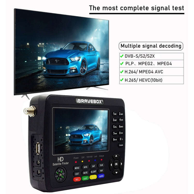 iBRAVEBOX V10 Finder Max+ 4.3 inch Display Digital Satellite Meter Signal Finder, Support DVB-S/S...