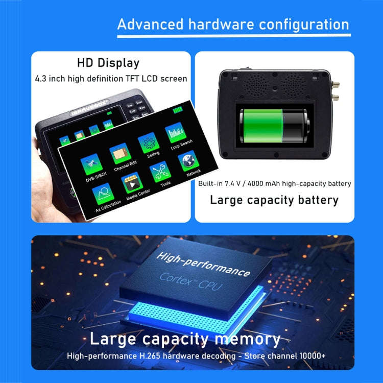 iBRAVEBOX V10 Finder Max+ 4.3 inch Display Digital Satellite Meter Signal Finder, Support DVB-S/S...