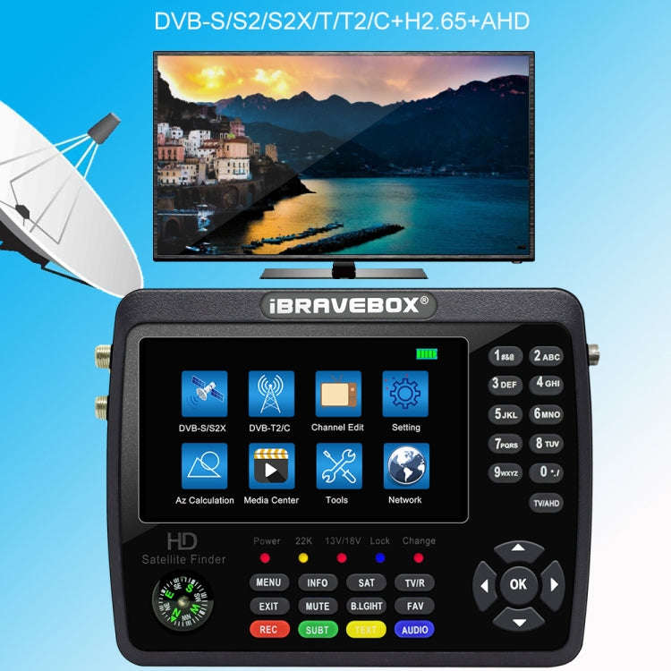 iBRAVEBOX V10 Finder Pro+ 4.3 inch Display Digital Satellite Meter Signal Finder, Support DVB-S/S...