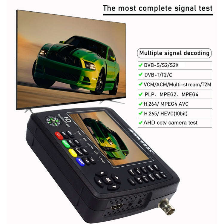 iBRAVEBOX V10 Finder Pro+ 4.3 inch Display Digital Satellite Meter Signal Finder, Support DVB-S/S...