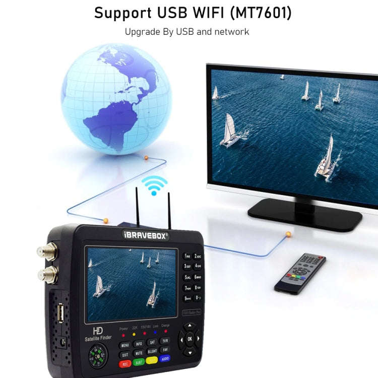 iBRAVEBOX V10 Finder Pro+ 4.3 inch Display Digital Satellite Meter Signal Finder, Support DVB-S/S...