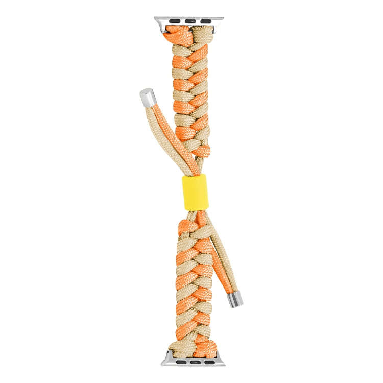 For Apple Watch Ultra 2 49mm Paracord Fishtail Braided Silicone Bead Watch Band(Orange Yellow)