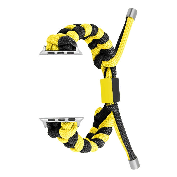 For Apple Watch SE 40mm Paracord Fishtail Braided Silicone Bead Watch Band(Black Yellow)
