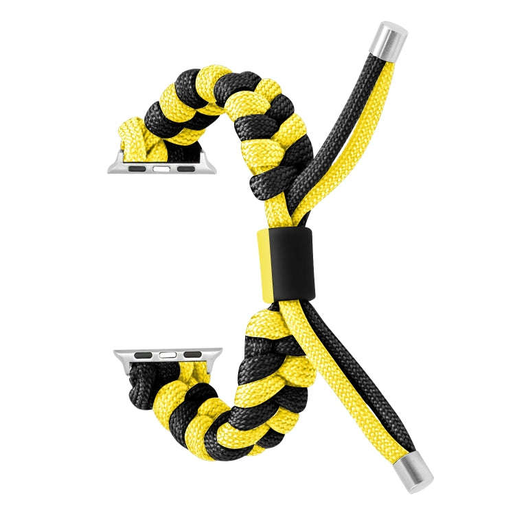 For Apple Watch SE 40mm Paracord Fishtail Braided Silicone Bead Watch Band(Black Yellow)