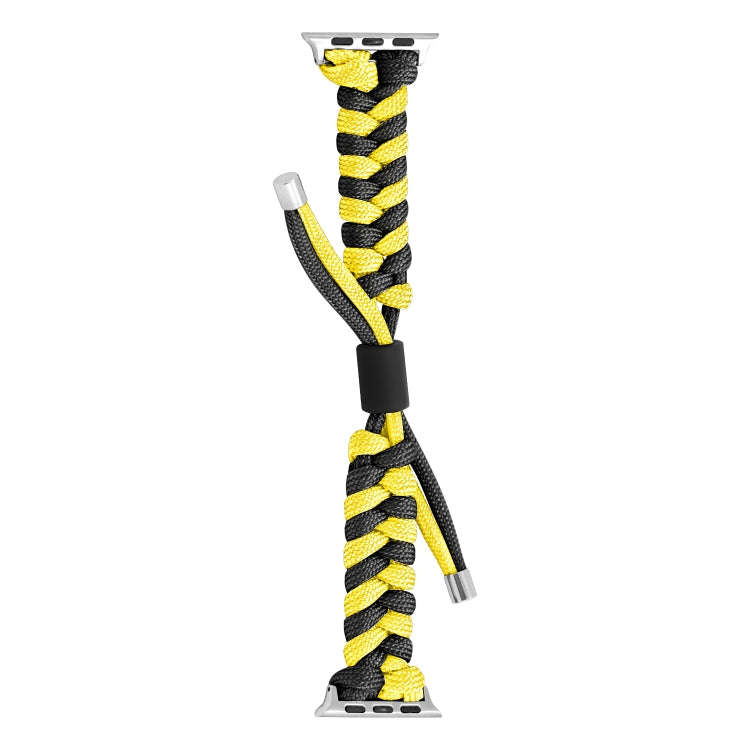 For Apple Watch SE 40mm Paracord Fishtail Braided Silicone Bead Watch Band(Black Yellow)