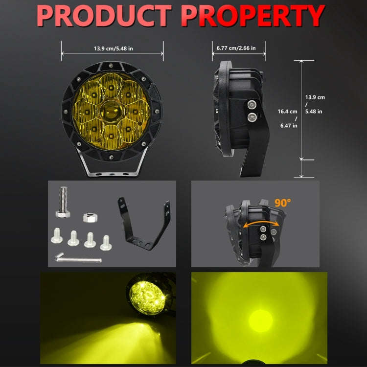 E16 38W 4000LM / 6000K 5 inch Off-road Vehicle Round Work Light(Yellow Light)
