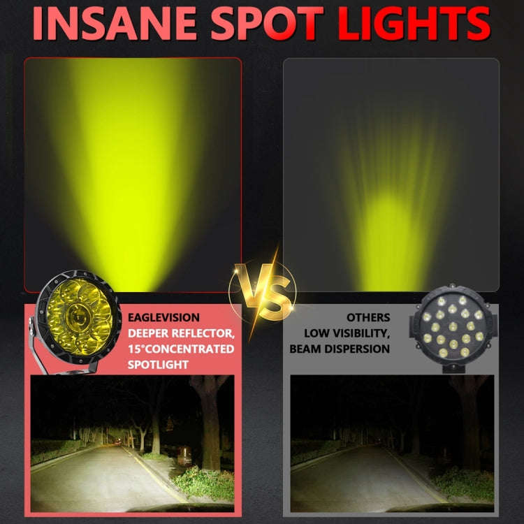 E16 55W 6000LM / 6000K 7 inch Off-road Vehicle Round Work Light(Yellow Light)