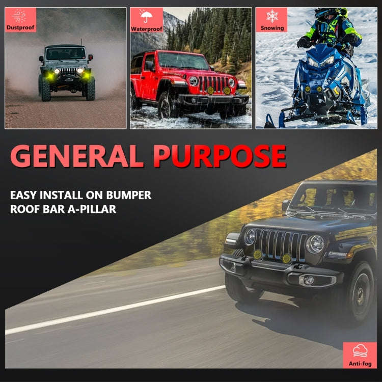E16 55W 6000LM / 6000K 7 inch Off-road Vehicle Round Work Light(Yellow Light)