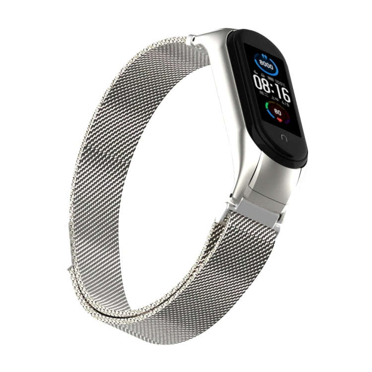For Xiaomi Mi Band 5 Milano Solid Color Magnetic Stainless Steel Watch Band(Silver)